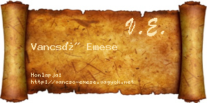 Vancsó Emese névjegykártya